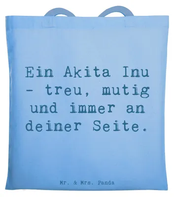 Produktbild von Mr. & Mrs. Panda Einkaufstasche Spruch Akita Inu Freund - Sky Blue - Geschenk, Schutzinstinkt, Hundeliebhaber, Hunderassen Beschreibung, Loyalität, treue Hunde, Tasche