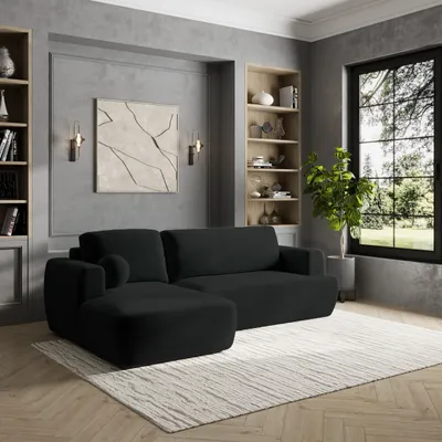 Produktbild von Masseno Ecksofa SENTI K L-S mit Schlaffunktion L-Form, Sofa mit Bettkasten, Wohnzimmersofa, Couch, Soffa, Bettsofa, Couchgarnitur- Schwarz, KRONOS 07