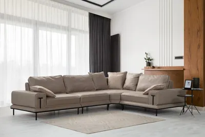 Produktbild von Stilvolles Ecksofa Beige Wohnzimmer Wohnlandschaft Designer L-Form Couch