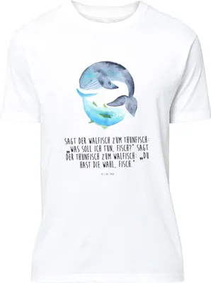 Produktbild von Mr. & Mrs. Panda S T-Shirt Walfisch Thunfisch - Weiß - Geschenk, Witz, Wahl, Lustiges, Flachwitz, Wal, Statement-Shirt, Tshirt, Tunfisch, Lustige Sprüche, Shirt