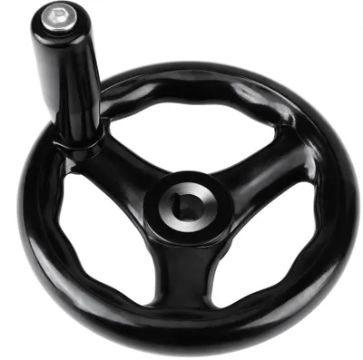 Obrázok produktu pre 1PC 12 * 125 mm čierne okrúhle 3 lúčové ručné koleso pre sústruh frézku
