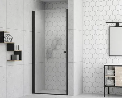 Produktbild von form&style Duschtür mit Drehtür MODENA 100 x 195 cm Profil schwarz matt Klarglas schmutzabweisende Glasbeschichtung ohne
