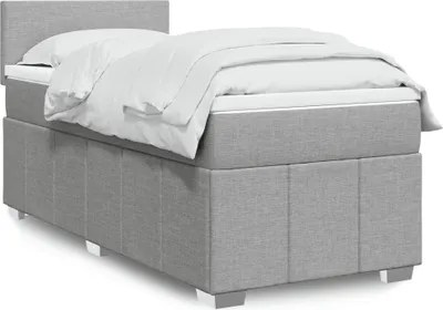 Produktbild von Schlichtes Boxspringbett mit Matratze - Hellgrau 90x200 cm Stoff Design Klassische Betten 3970675