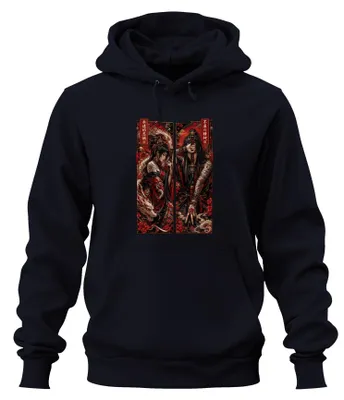 Produktbild von Samurai Katana Drache Japan Tattoo Krieger Y2K Yakuza Edo Hoodie Kapuzenpullover, Navy, XXL