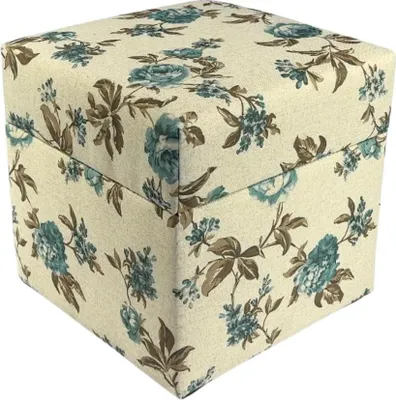 Obrázok produktu pre Velúrová stolička MERCURE 40x40 cm štvorcová - mäkká čalúnená stolička s vyšívaným bavlneným kvetinovým motívom - fialová