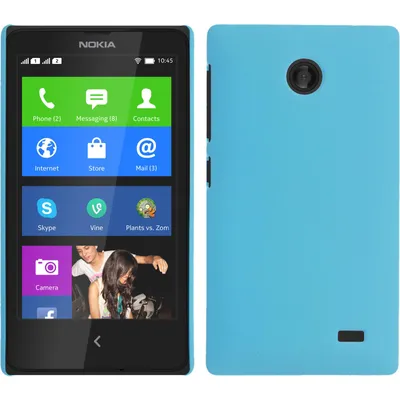 Produktbild von PhoneNatic Case kompatibel mit  Nokia X / X+ - Hülle hellblau gummiert Hard-case + 2 Schutzfolien