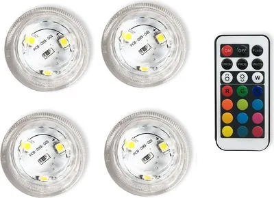 Image de INF Lampes LED Étanche à Bouton Diamant avec Télécommande - Lumières Submersibles à Changement de Couleur, Lot de 4