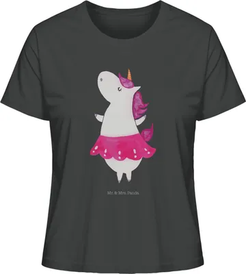 Produktbild von Mr. & Mrs. Panda Oberteil Damen Einhorn Ballerina Größe S - Anthrazit - Geschenk, Basic Shirt, Tanzen, T-Shirt für Frauen, Unicorn, Geburtstag, Einhörner, Wohnung