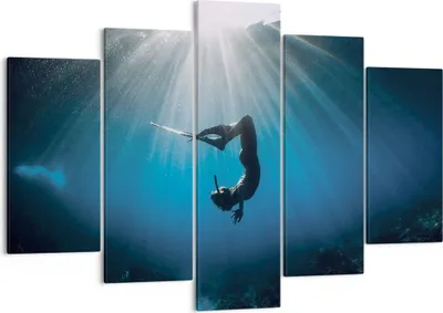 Produktbild von Bild auf Leinwand - Leinwandbild - 5 Teile - Flossen Boden Taucher - 150x100cm - Wand Bild - Wanddeko - Wandbilder - Leinwanddruck - Bilder - Wanddekoration - Leinwand bilder - EA150x100-5097