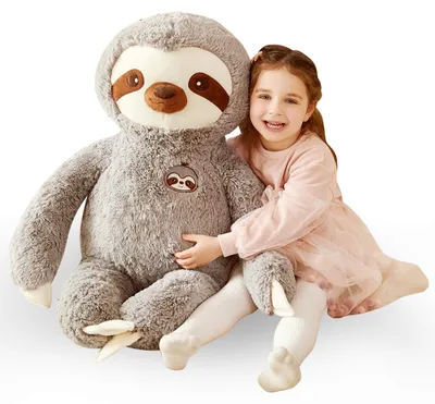 Image de Peluche paresseux - Grande peluche paresseux - 78 cm - Gris - Jouet pour enfants