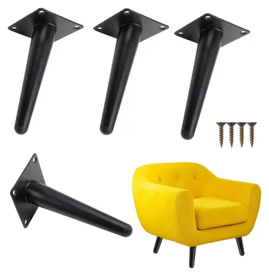 Produktbild von Omgoods – Set mit 4 schwarzen Metallmöbelbeinen, 20 cm
