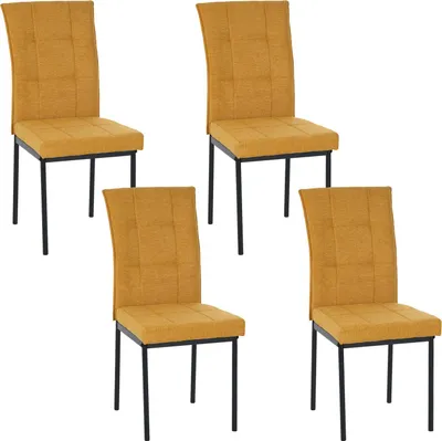 Produktbild von Stuhl Matthew 4er Set Gelb mit Karosteppung, Sitzhöhe 48 cm, 44x96x61 cm