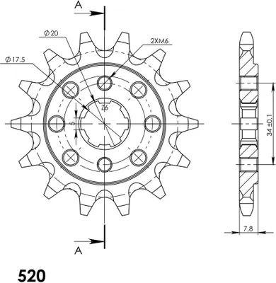 Produktbild von Ritzel Supersprox 520 - 14Z CST-327:14|grobverzahnt 17,5/20,0