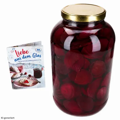 Produktbild von Einmachglas 4,25L Vorratsglas TO100 Deckel gold Rezeptheft