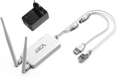 Image de Répéteur WLAN VONETS VAP11S, pont WLAN 2,4 GHz, 300 Mbit/s, pont WiFi industriel avec fonction routeur, 2 ports LAN, alimentation DC 5–24 V, portée jusqu'à 500 m, avec alimentation