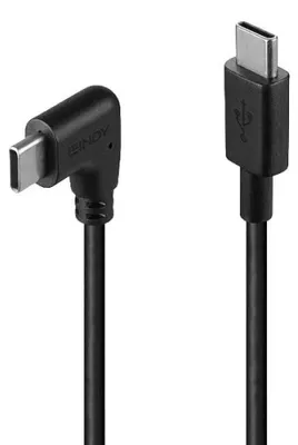 Productafbeelding van LINDY USB 2.0 Type C kabel, 90° gebogen, 1 meter