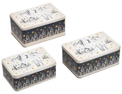 Imagen del producto de Set de 3 latas navideñas para guardar galletas y snacks