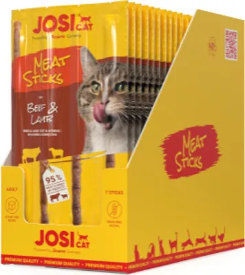 Produktbild von Josera JosiCat Meat Sticks Beef & Lamb - weicher Snack für Katzen mit Rind und Lamm 35g (7x5g) - 10er pack