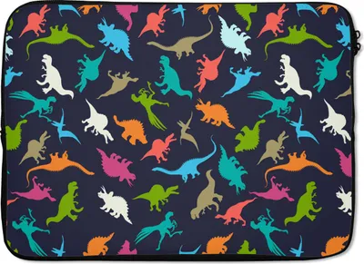 Produktbild von MuchoWow® Laptop Hülle 14 ZollMuster - Dino - Farben - Jungen - Kinder - Kind Laptoptasche - Laptoptasche - Stoßsicher - Schutzhaube