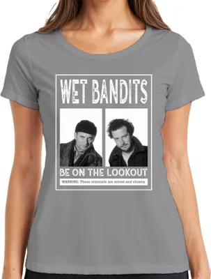 Produktbild von Wet Bandits Harry Marv Mugshot - Kevin Allein Zuhause Feuchte Banditen Ugly Christmas Sweater Weihnachten Damen T-Shirt, Grau, XXL