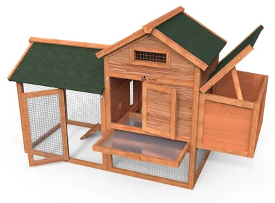 Image de Poulailler en bois avec un enclos pour petits animaux