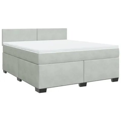 Produktbild von Boxspringbett mit Matratze Hellgrau 180x200 cm Samt