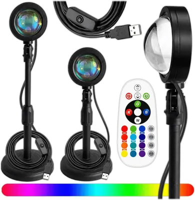Productafbeelding van Zonsonderganglamp RGB - LED-projector met zonlichteffect - Afstandsbediening - USB