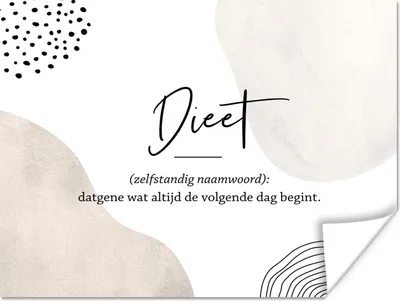 Produktbild von MuchoWow® Poster Sprichwörter - Zitate - Diät - Wörterbuch - Diät Definition 160x120 cm - Foto Plakat