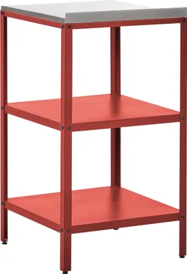 Zdjęcie produktu dla BELIANI Wyspa kuchenna ogrodowa czerwona ze stali nierdzewnej 50 x 50 x 92 cm zewnętrzna 2 półki