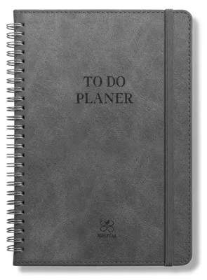 Image de Agenda quotidien, format A5, couleur gris clair, 120 jours, reliure spirale, papier 120g