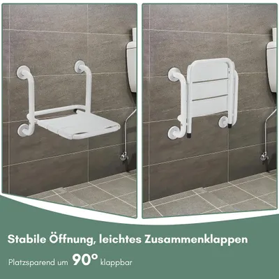 Produktbild von Vigevee Duschklappsitz Wandmontage Duschsitz Klappbar   Badhocker Duschhocker Badestuhl Verstellbar Badehilfe Duschstuhl