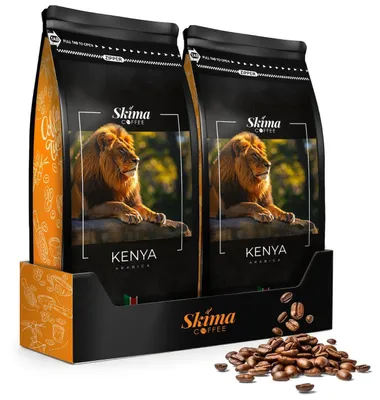 Image de Café en grains 2 x 1 kg KENYA 100 % Arabica fraîchement torréfié pour machine automatique + dessous de verre