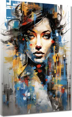 Produktbild von Street Art Frau Pop Art Style Leinwandbild Wandbild Kunstdruck XL Wanddeko: 60x80x4cm