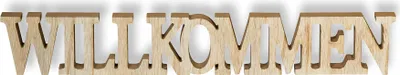 Produktbild von Schriftzug Holz Willkommen 60x9cm Deko Buchstaben Aufsteller Braun Natur