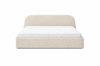 Produktbild von Sofello Designerbett MORI 200x200 cm – cremefarbener weicher Samt, stabiler Metallrahmen, inkl. Bettkasten