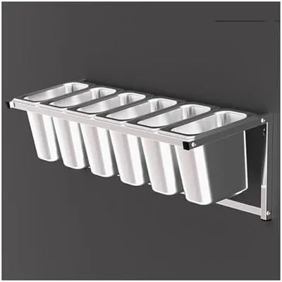 Imagen del producto de Juego de estanterías para especias de montaje en pared, organizador de acero inoxidable para la cocina, recipientes de almacenamiento de alimentos para el hogar, el buffet y el restaurante