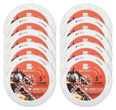Immagine prodotto di Disco diamantato per taglio, confezione da 10 pezzi, diametro 125 mm, brasato a vuoto, ideale per metallo, tubi in acciaio, ferro e armature