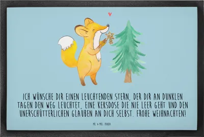 Produktbild von Mr. & Mrs. Panda Fussmatte Fuchs  Weihnachtsbaum 40 x 60 cm - Eisblau - Geschenk, Weihnachtszeit, Weihnachtsmann, Schmutzfangmatte, Weihnachten, teppichmatte, fußmatte