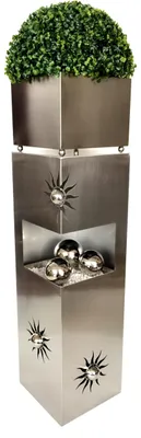 Produktbild von Pflanzsäule GRAZ Silber Edelstahl | Pflanzkübel hoch Blumenkübel Pflanzkasten