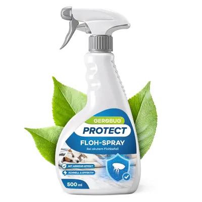 Produktbild von Gerobug Flohspray für Wohnung 500 ml - Effektives Mittel gegen Flöhe bei Hunden und Katzen - Starke Alternative zu Fogger gegen Flöhe (PT19)