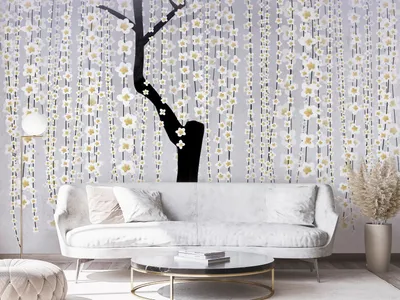 Produktbild von Vlies Fototapete Bäume 400x280 cm Tapeten Wandtapete XXL weiße Blumen Natur wie gemalt b-A-10304-a-a