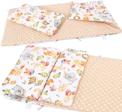 Obrázok produktu pre Detský spací vak 155x70 cm zima/leto bavlnený spací vak s reguláciou teploty zima/leto. Pre deti od 6 do 10 rokov - Rozprávkové zvieratká
