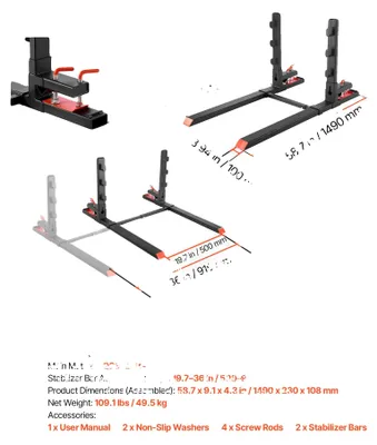 Produktbild von Gabelstaplergabeln, 4000 lbs Tragfähigkeit, verstellbare Stabilisatorstange, 60inch 4000lbs