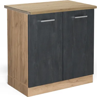 Produktbild von Spülenunterschrank Vicco R-Line Schwarz Beton 80 cm AP Eiche, Model 47521