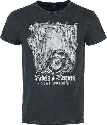 Produktbild von Rock Rebel by EMP Herren schwarzes T-Shirt mit Ärmel- und Frontprint M