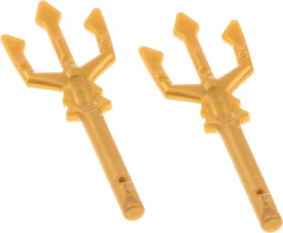 Produktbild von 2x Lego Figuren Waffe Dreizack Stab perl gold Typ1 Atlantis 4563483 92289
