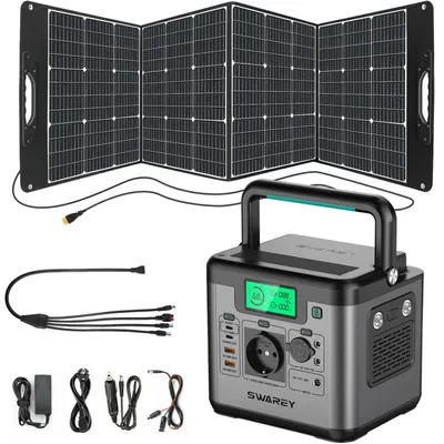 Image de SWAREY 550 W (1 100 W en crête) : station d'alimentation portable avec panneau solaire de 200 W, batterie solaire de 555 Wh, générateur solaire, chargeurs, générateur d'électricité, batterie externe