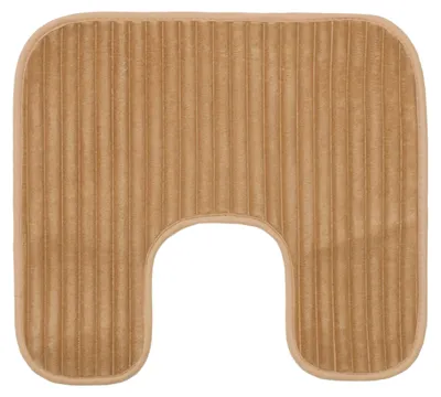 Produktbild von GÖZZE Berlin Cordoptik Badteppich mit Ausschnitt flauschiger saugfähiger rutschsicherer Mikrofaser-WC-Vorleger Sand Braun 50 x 45 cm