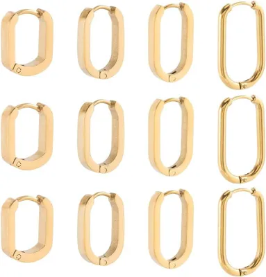 Productafbeelding van 8 Paar Gouden Huggie Oorbellen in Diverse Stijlen