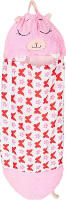 Image de Sac de couchage pour enfants oreiller de randonnée 2en1 135x50cm rose